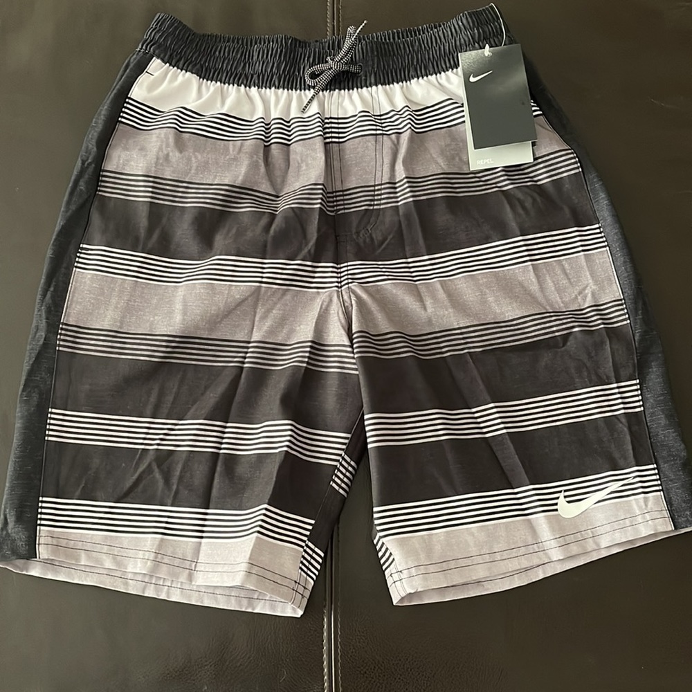 Nike Repel Repel Horizontal Striped Swim Trunks - Small